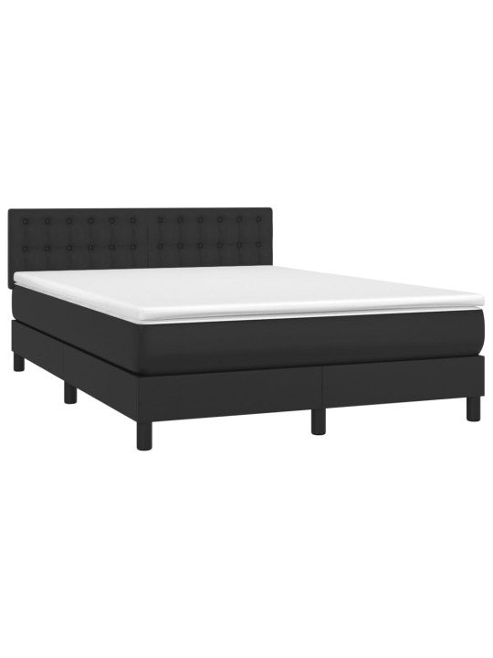 Box spring postel s matrací a LED černá 140 x 190 cm umělá kůže
