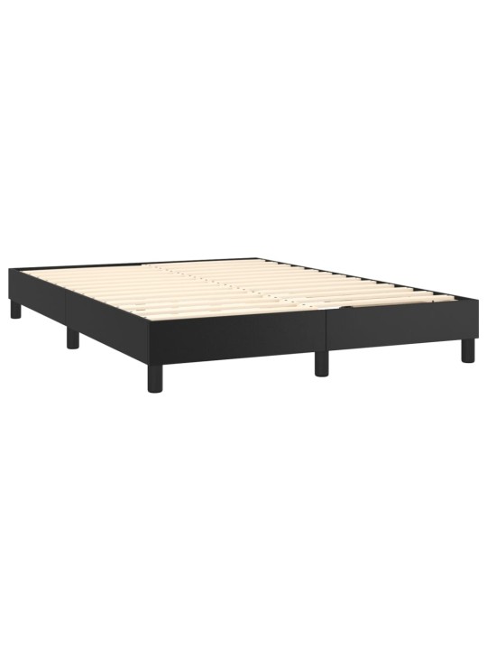Box spring postel s matrací a LED černá 140 x 190 cm umělá kůže