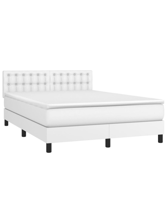 Box spring postel s matrací a LED bílá 140x200 cm umělá kůže