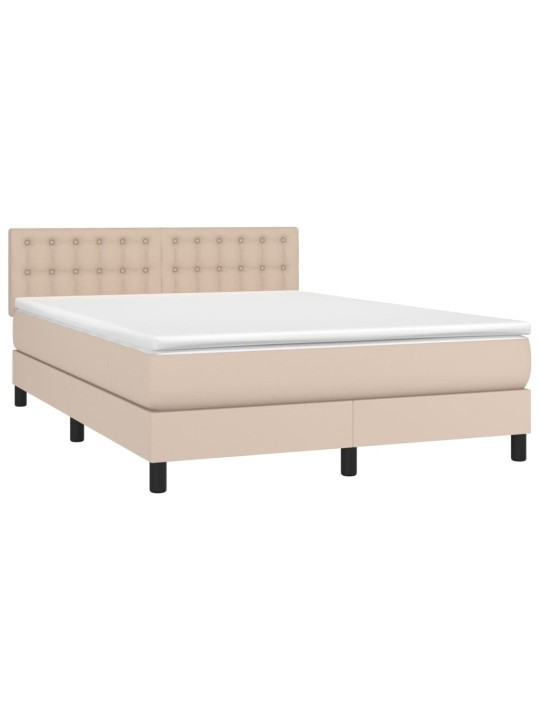 Box spring postel matrace a led cappuccino 140x200cm umělá kůže