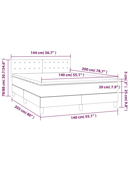 Box spring postel matrace a led cappuccino 140x200cm umělá kůže