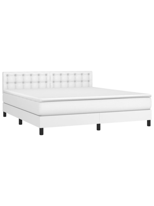 Box spring postel s matrací a LED bílá 160x200 cm umělá kůže