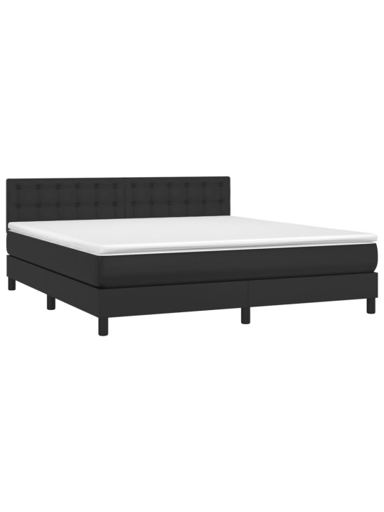 Box spring postel s matrací a LED černá 180x200 cm umělá kůže