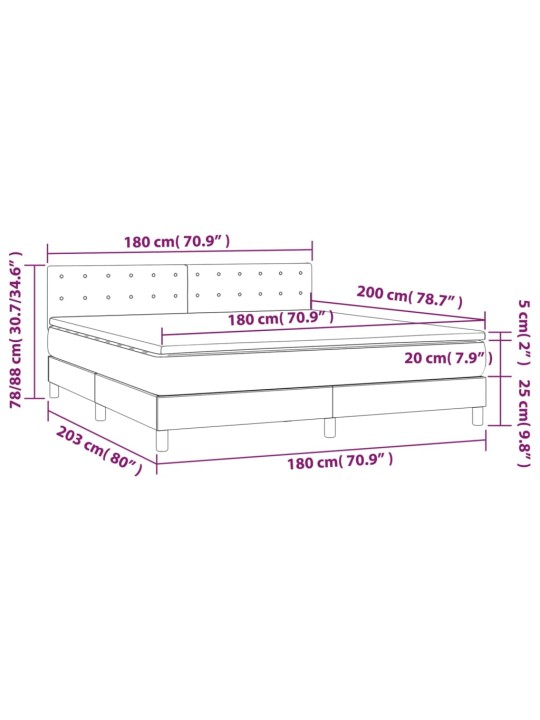 Box spring postel s matrací a LED bílá 180x200 cm umělá kůže