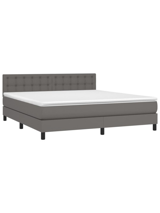 Box spring postel s matrací a LED šedá 180x200 cm umělá kůže