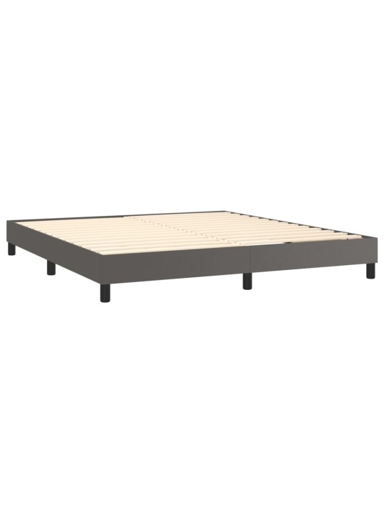 Box spring postel s matrací a LED šedá 180x200 cm umělá kůže