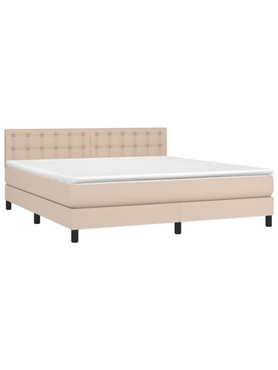 Box spring postel matrace a led cappuccino 180x200cm umělá kůže