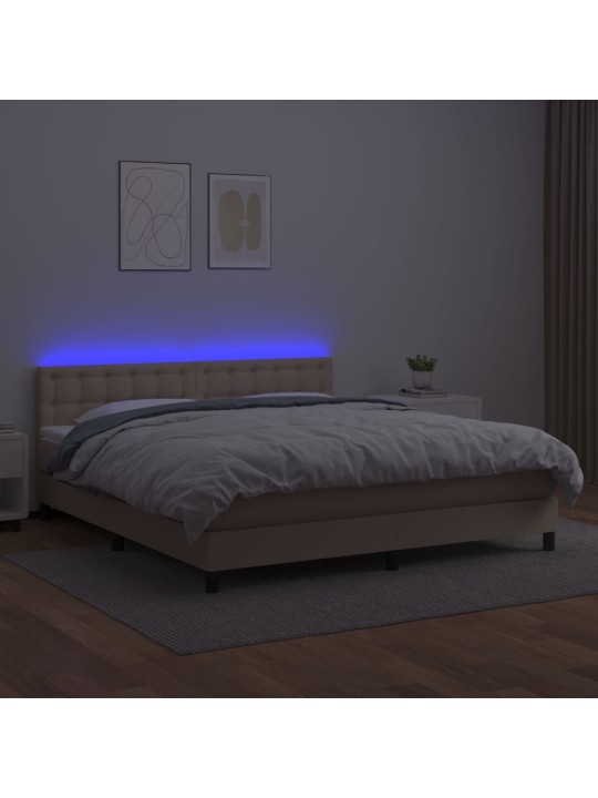 Box spring postel matrace a led cappuccino 180x200cm umělá kůže
