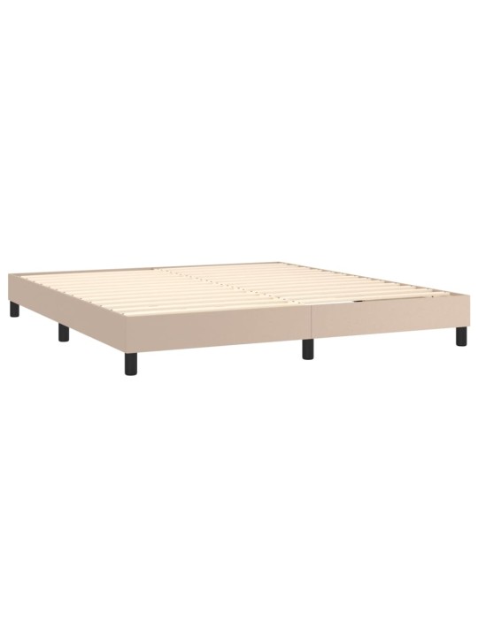 Box spring postel matrace a led cappuccino 180x200cm umělá kůže