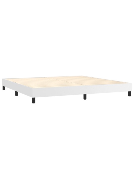 Box spring postel s matrací a LED bílá 200x200 cm umělá kůže