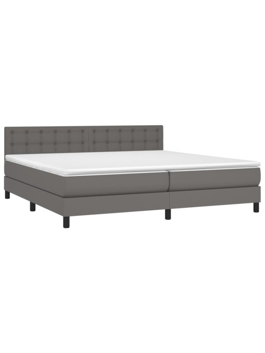 Box spring postel s matrací a LED šedá 200x200 cm umělá kůže