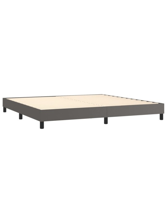 Box spring postel s matrací a LED šedá 200x200 cm umělá kůže