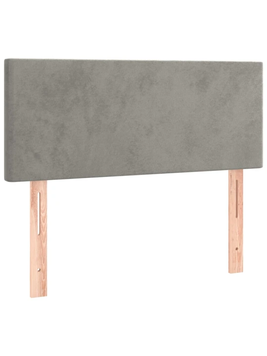 Box spring postel s matrací a LED světle šedá 90x190 cm samet