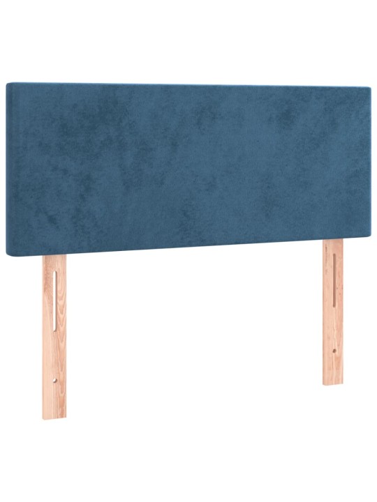 Box spring postel s matrací a LED tmavě modrá 90x200 cm samet
