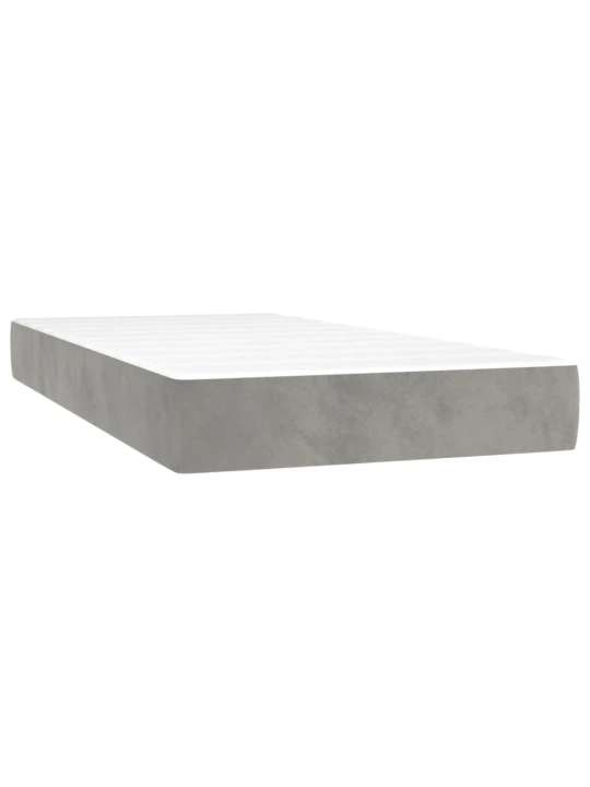 Box spring postel s matrací a LED světle šedá 100x200 cm samet