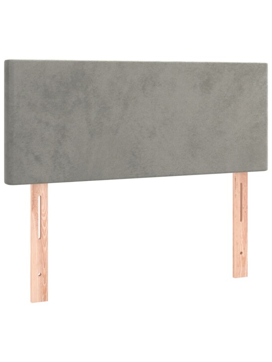 Box spring postel s matrací a LED světle šedá 100x200 cm samet