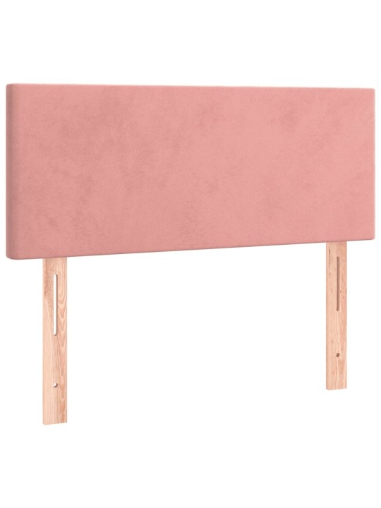 Box spring postel s matrací a LED růžová 100x200 cm samet