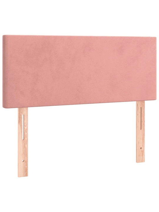 Box spring postel s matrací a LED růžová 100x200 cm samet