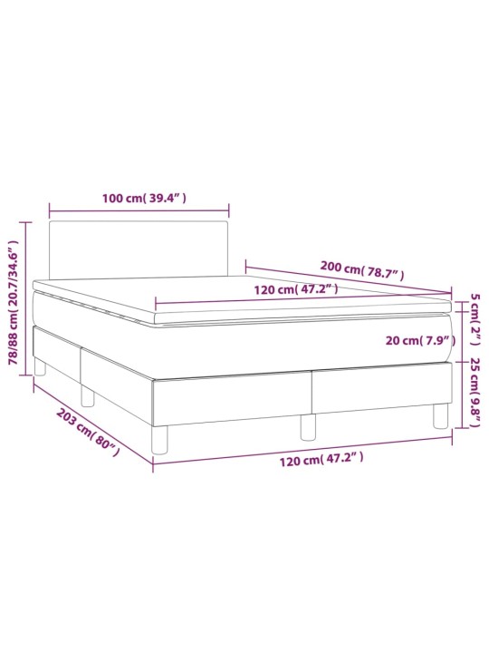 Box spring postel s matrací a LED černá 120x200 cm samet
