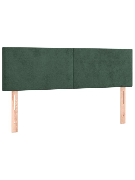 Box spring postel s matrací a led tmavě zelená 140x190 cm samet