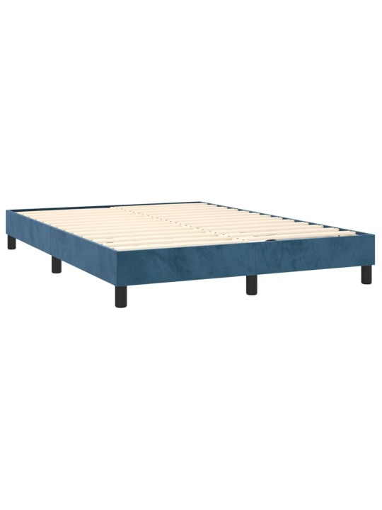 Box spring postel s matrací a LED tmavě modrá 140x190 cm samet