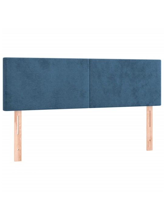 Box spring postel s matrací a LED tmavě modrá 140x200 cm samet