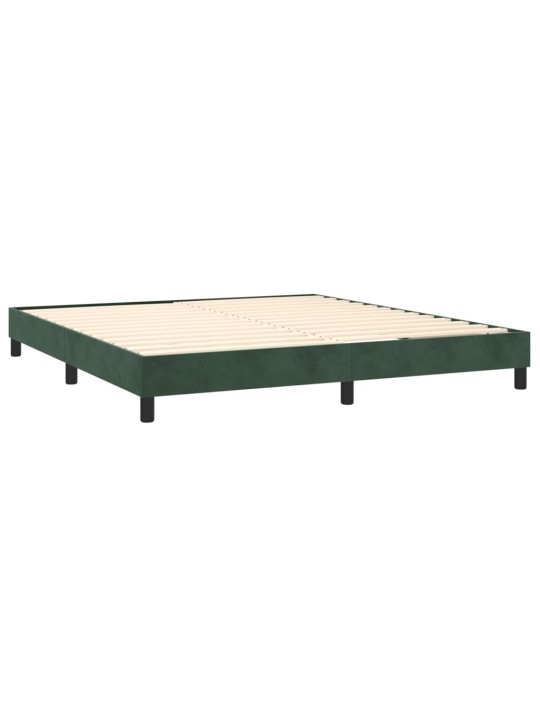 Box spring postel s matrací a led tmavě zelená 160x200 cm samet