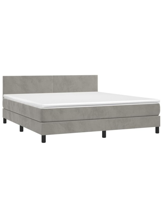 Box spring postel s matrací a LED světle šedá 180x200 cm samet