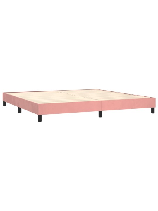 Box spring postel s matrací a LED růžová 200x200 cm samet