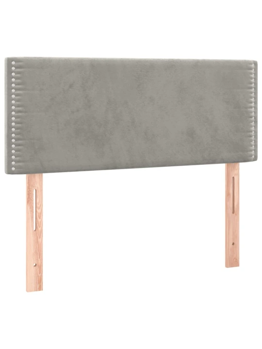 Box spring postel s matrací a LED světle šedá 90x190 cm samet