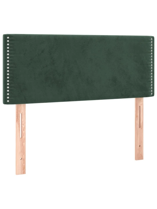 Box spring postel s matrací a LED tmavě zelená 90x190 cm samet