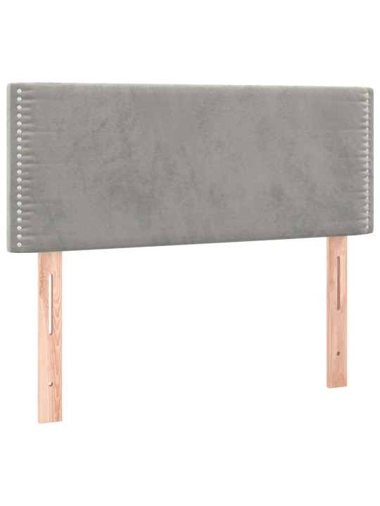 Box spring postel s matrací a LED světle šedá 90x200 cm samet