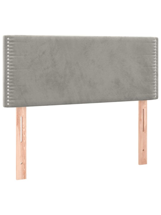 Box spring postel s matrací a LED světle šedá 100x200 cm samet