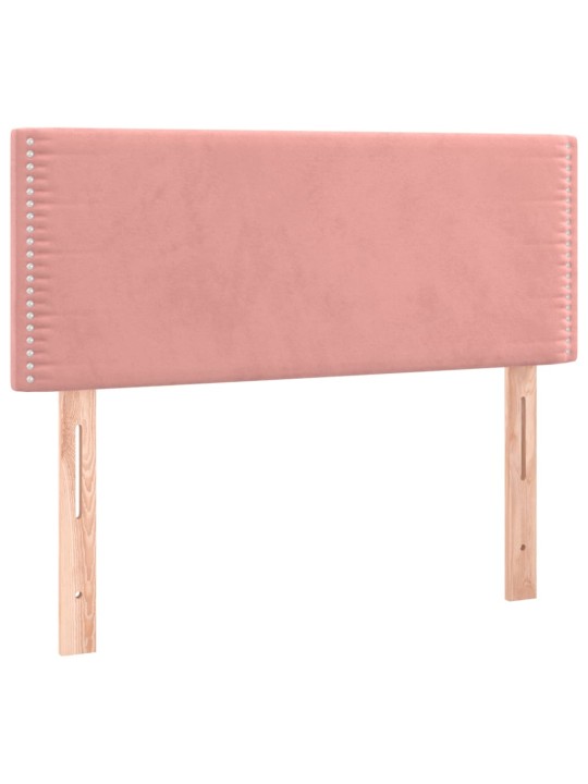 Box spring postel s matrací a LED růžová 100x200 cm samet