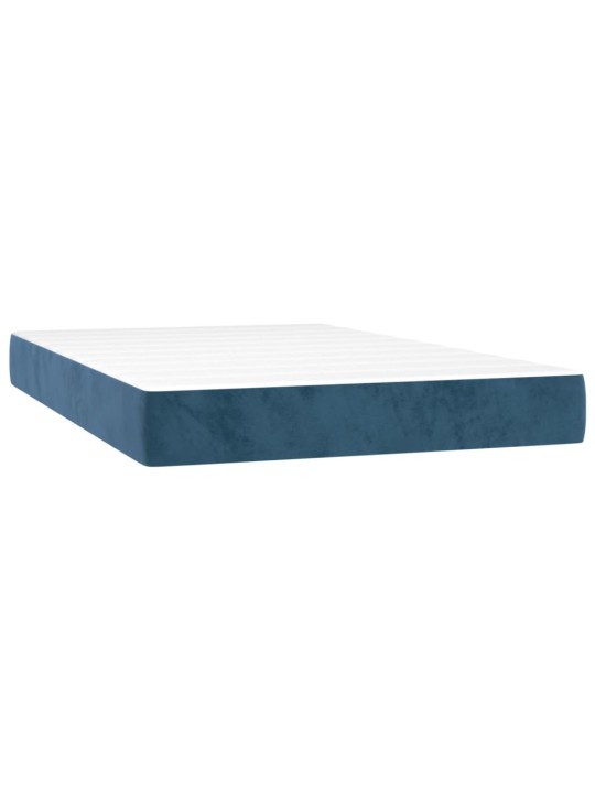 Box spring postel s matrací a LED tmavě modrá 120x200 cm samet