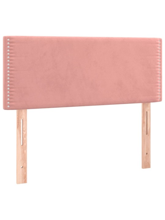 Box spring postel s matrací a LED růžová 120x200 cm samet