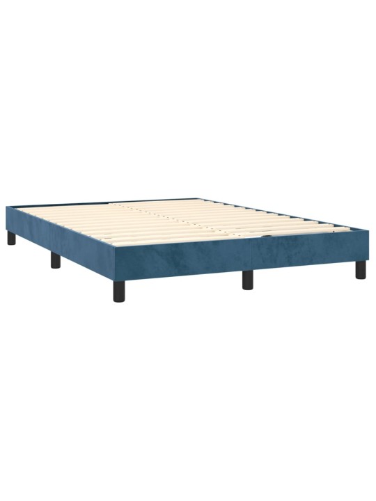 Box spring postel s matrací a LED tmavě modrá 140x200 cm samet