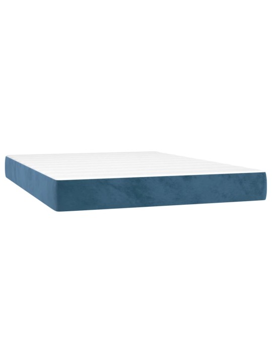 Box spring postel s matrací a LED tmavě modrá 140x200 cm samet