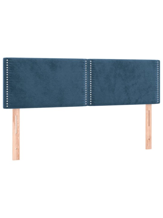 Box spring postel s matrací a LED tmavě modrá 140x200 cm samet