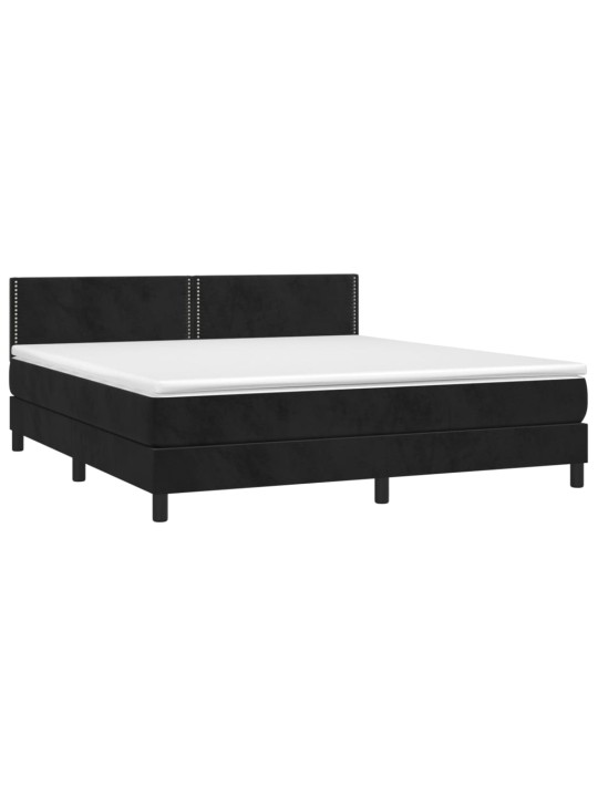 Box spring postel s matrací a LED černá 160x200 cm samet