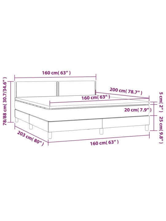 Box spring postel s matrací a LED tmavě modrá 160x200 cm samet