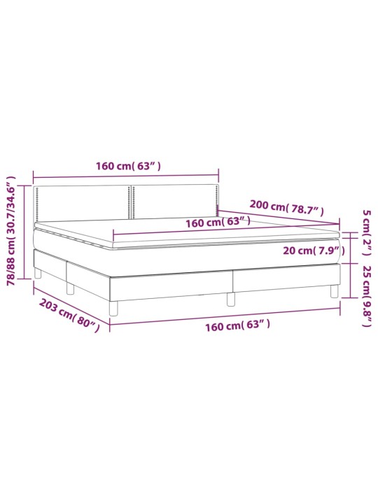 Box spring postel s matrací a LED růžová 160x200 cm samet