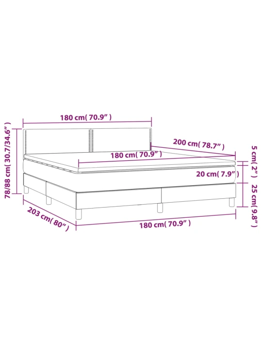 Box spring postel s matrací a LED tmavě modrá 180x200 cm samet