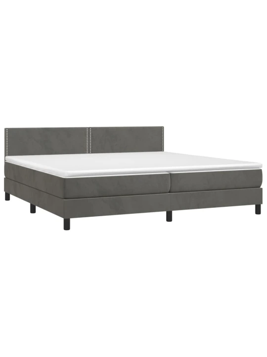Box spring postel s matrací a LED tmavě šedá 200x200 cm samet