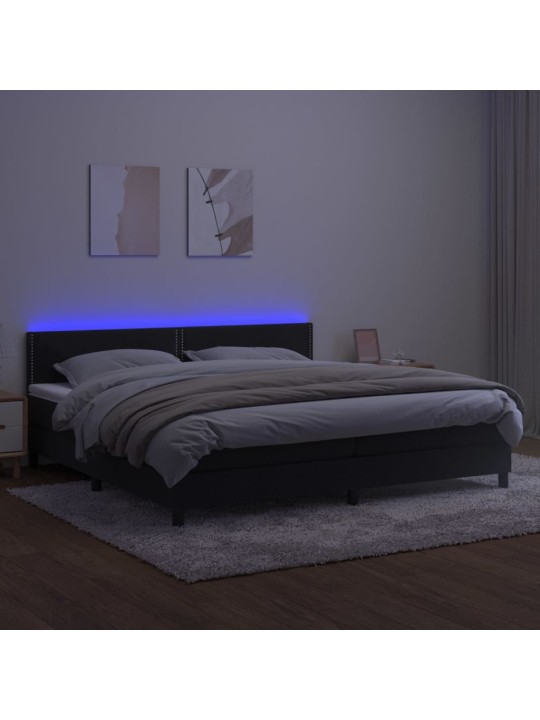 Box spring postel s matrací a LED černá 200x200 cm samet