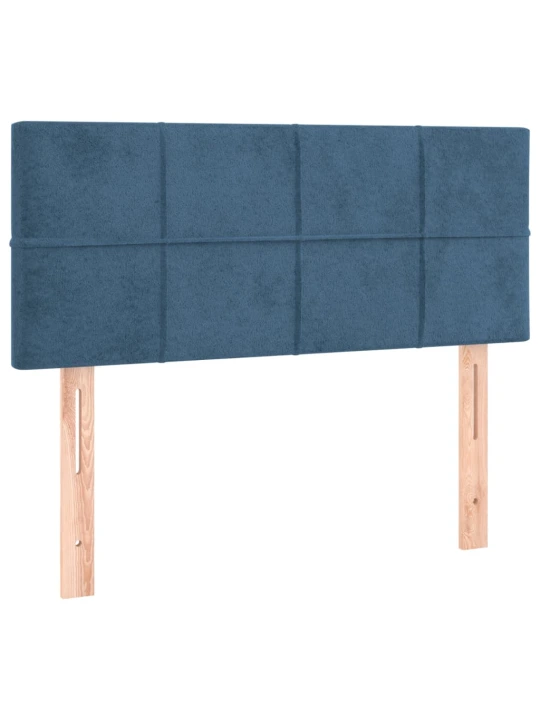 Box spring postel s matrací a LED tmavě modrá 90x190 cm samet