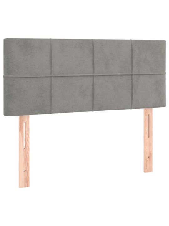 Box spring postel s matrací a LED světle šedá 100x200 cm samet