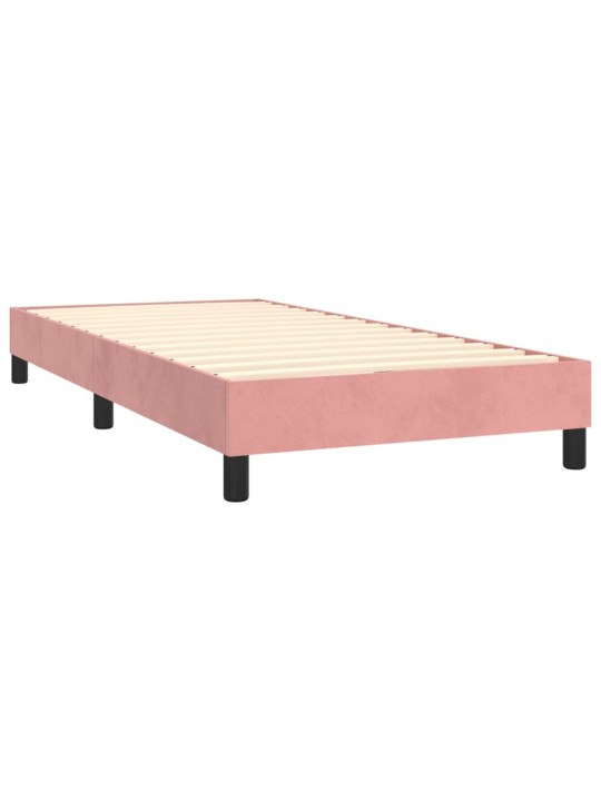 Box spring postel s matrací a LED růžová 100x200 cm samet