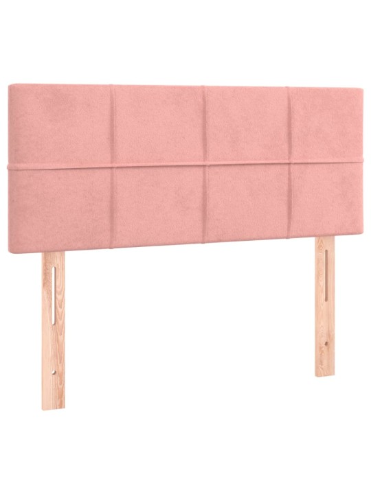 Box spring postel s matrací a LED růžová 100x200 cm samet