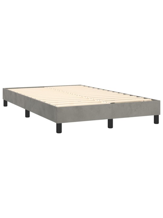Box spring postel s matrací a LED světle šedá 120x200 cm samet